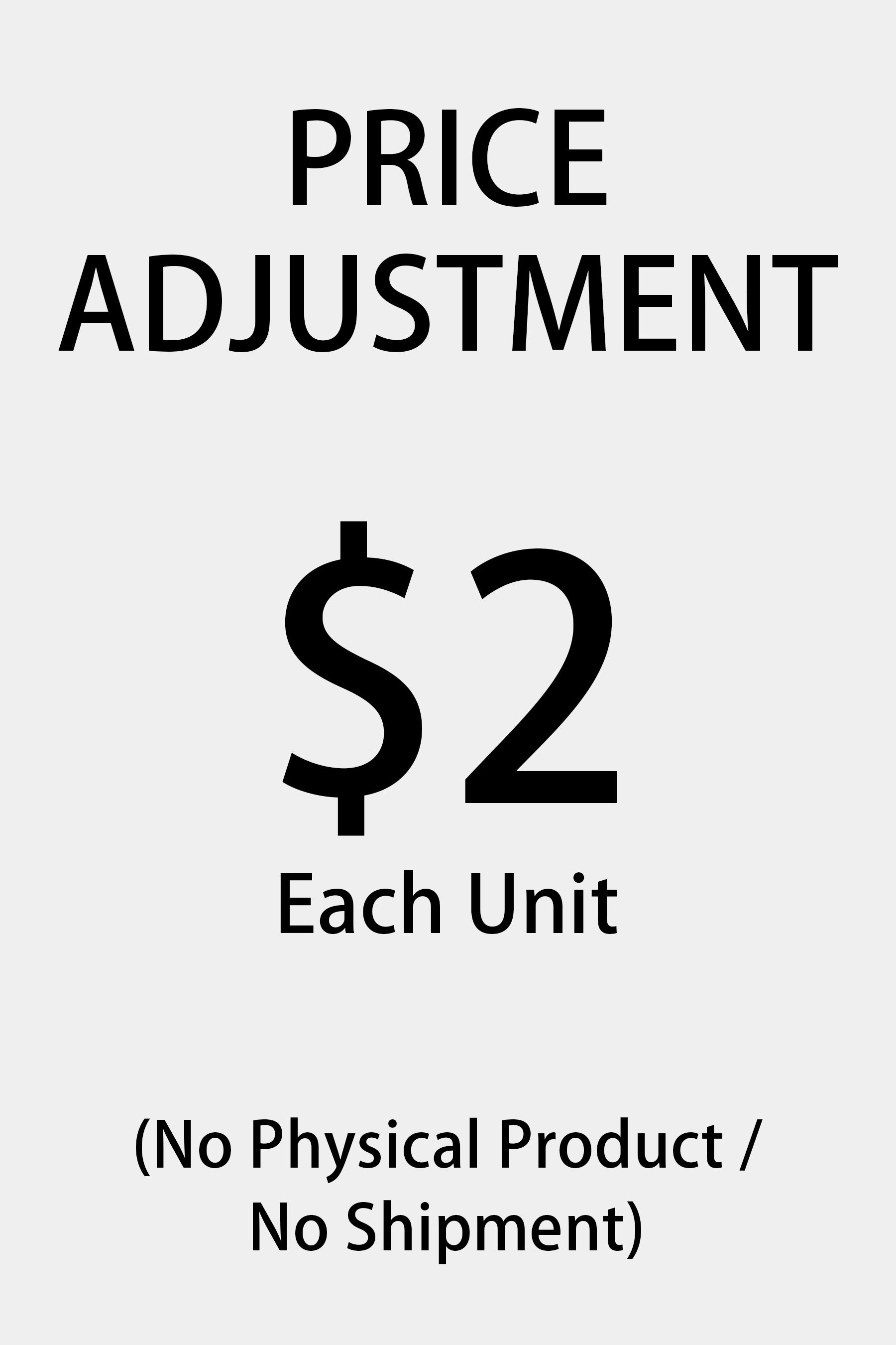 差額補款（每件 2 美金）